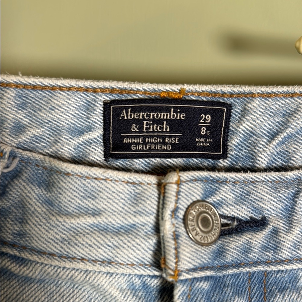 Abercrombie & Fitch Blue Ankle Cropped Jeans Distressed High-Waisted